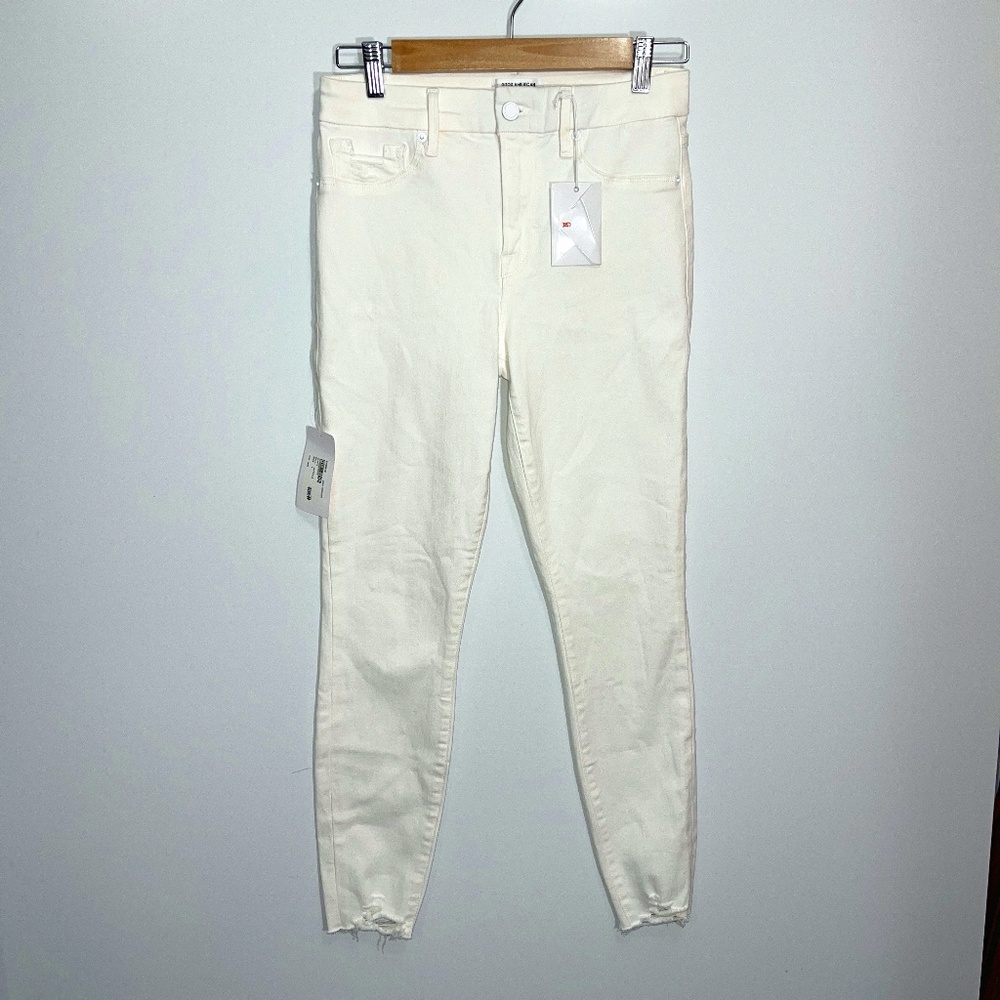 Good American NWT Good Legs Raw Hem White Jeans Size 6/28